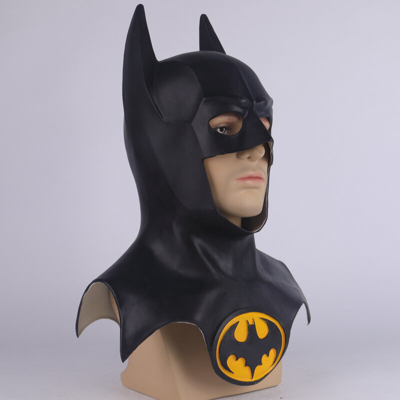 Mascarilla de murciélago para hombre y mujer, máscara facial de látex de cabeza completa, accesorios de Bruce Wayne, versión 1989