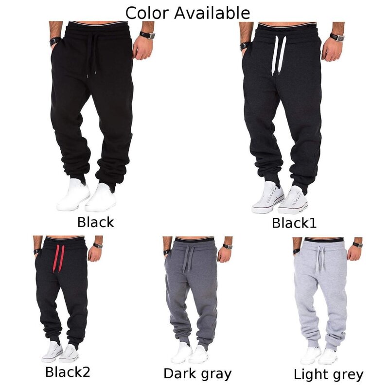 Pantalones de chándal deportivos suaves simples, pantalones casuales transpirables, negro, negro, mezcla de algodón, gris claro