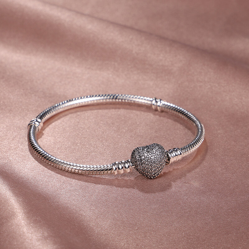 Bracelet à breloques en argent regardé 925 pour femme, convient aux bracelets à breloques saupoudrer, pendentif original, perle coeur, bijoux de salle, nouveau