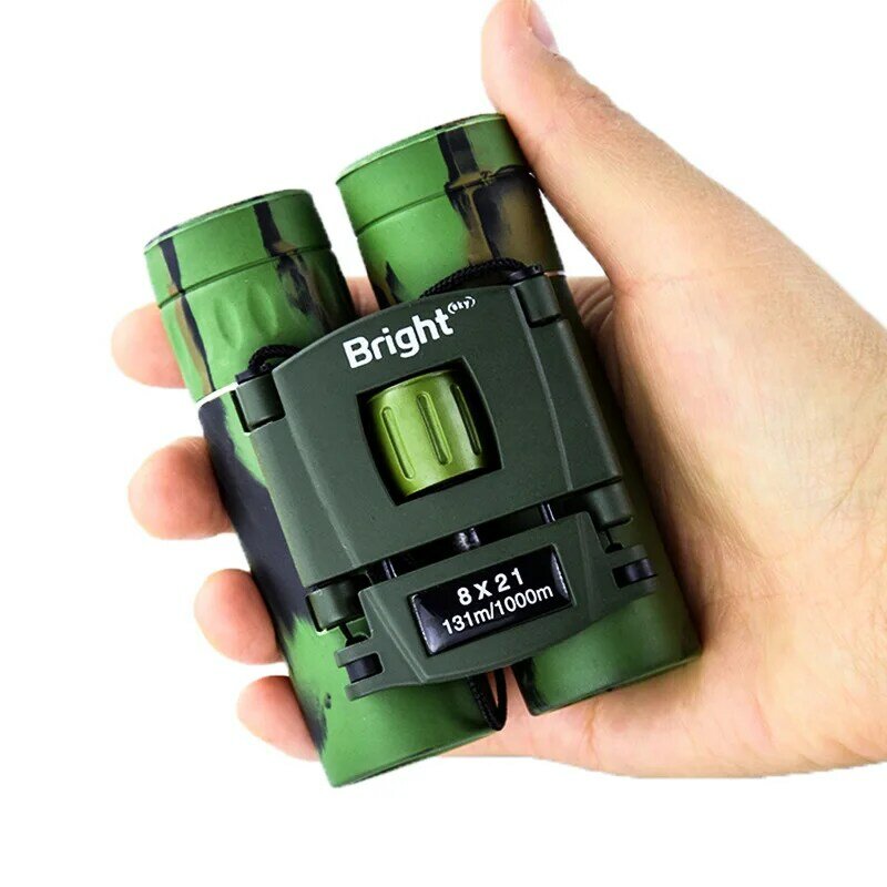 กล้องส่องทางไกล8X21 MINI Army Green อำพรางพลังสูง HD กล้องโทรทรรศน์สำหรับท่องเที่ยวกลางแจ้งพกพาขนาดเล็ก
