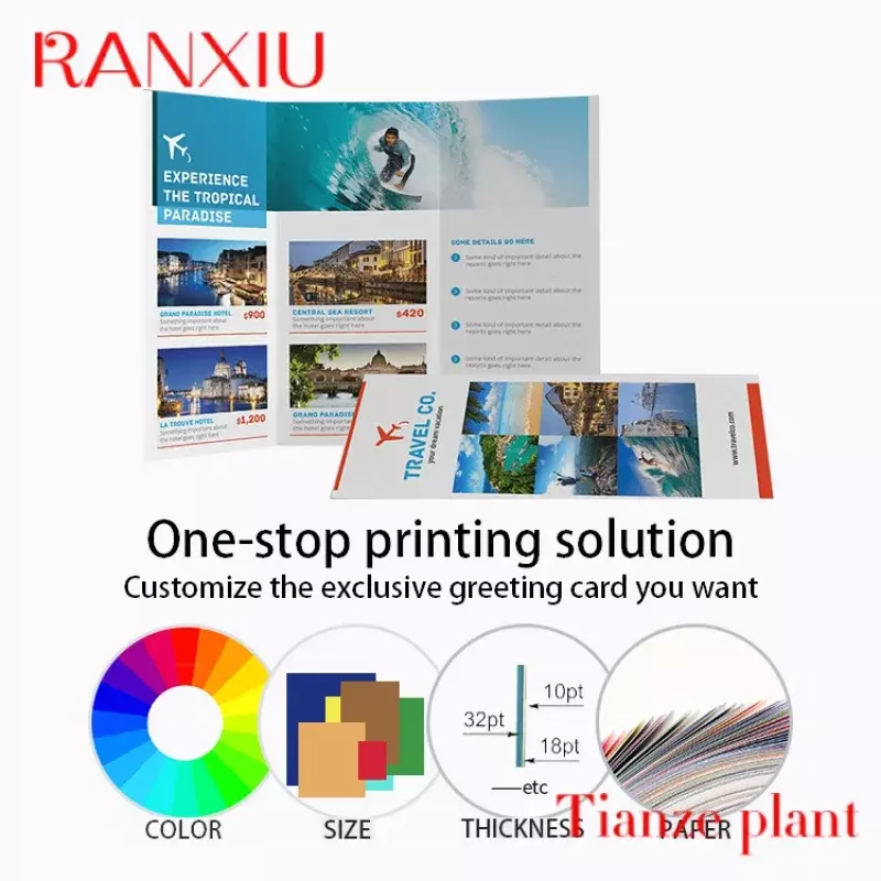 Custom custom paper 3 fold business flyer printing in china