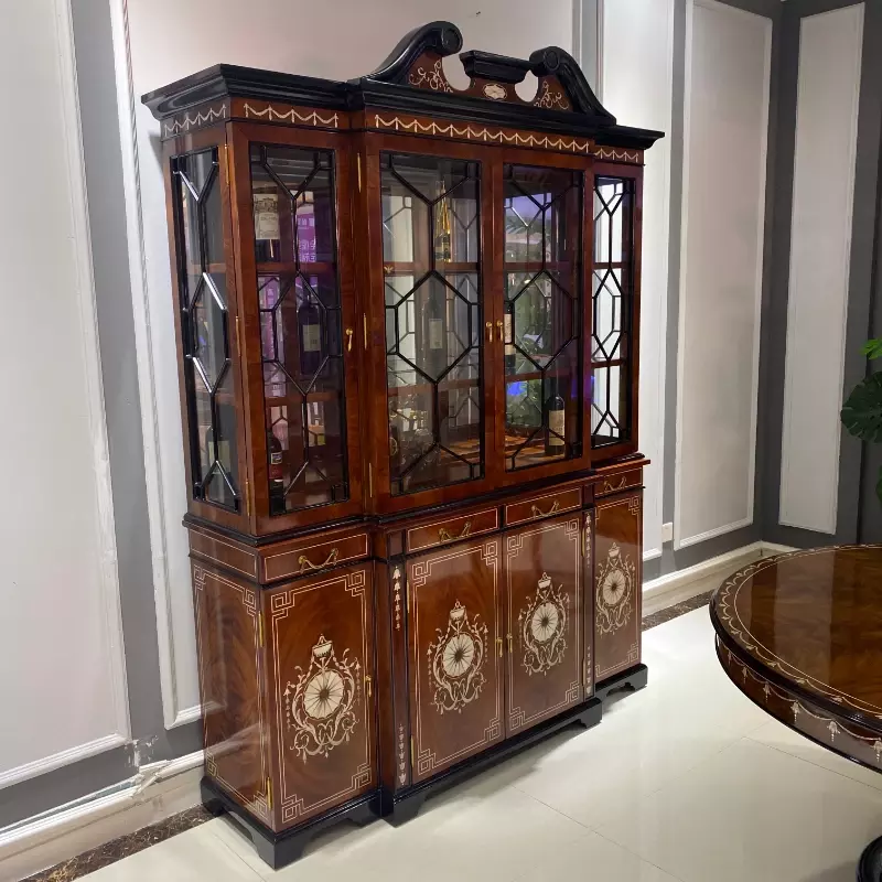 Alexander British Wine Cabinet Four-Door Wine Cabinet Restaurant Furniture Set Showcase Villa Curio Cabinet fairy garden