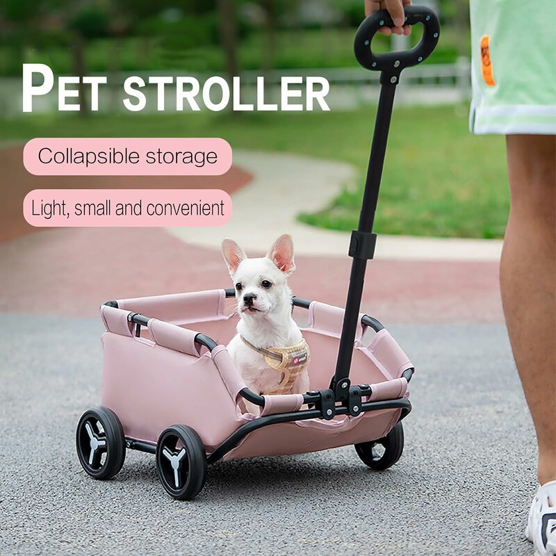 Серая 4-колесная складная прогулочная коляска для домашних животных: маленькая кошечка, прогулочная коляска