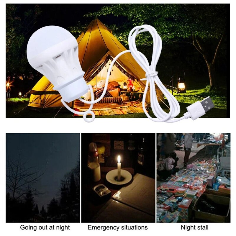Ampoule LED Portable, lampe de Camping en plein air, USB, Power Book, éclairage d'urgence pour lecture, étudiant, économie d'énergie