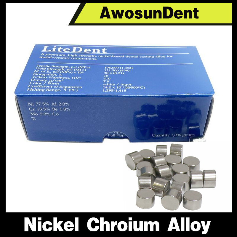 Base en alliage de Nickel-chrome, 1000g, Base en céramique pour le matériel de laboratoire dentaire