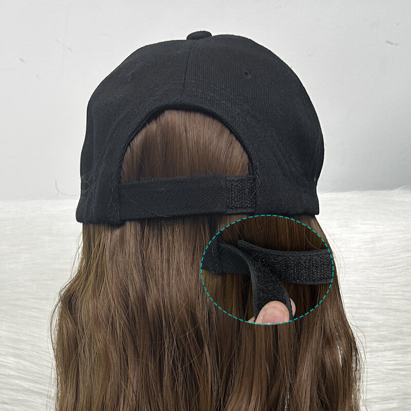 شعر مستعار مموج مموج مع قبعة بيسبول للنساء ، قبعة إطالة الشعر الاصطناعية ، لون بني ، 22 إنش
