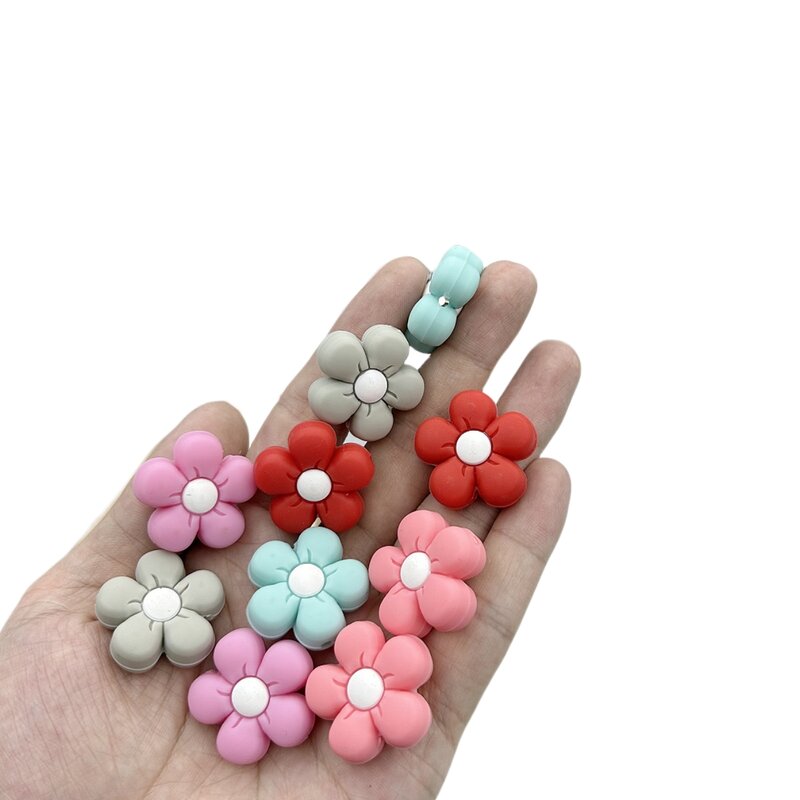 10PC/lot Mixed Bow Flower Silicone Beads Baby DIY Pacifier Chain Necklace Ballpoint Pen Accessories BPA Free Kawaii Toys Gifts