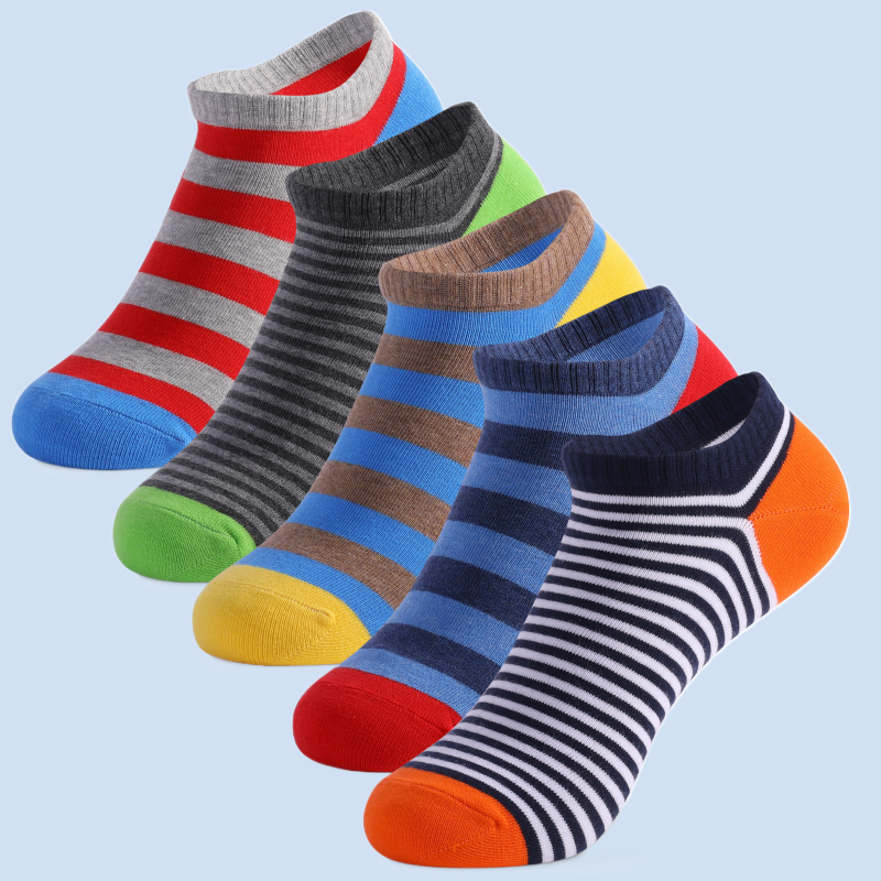 2024 New 5 Pairs Low Cut Men Socks Solid Color Stripe Breathable Cotton Socks Sport Short Socks Women Men Funny Ankle Socks