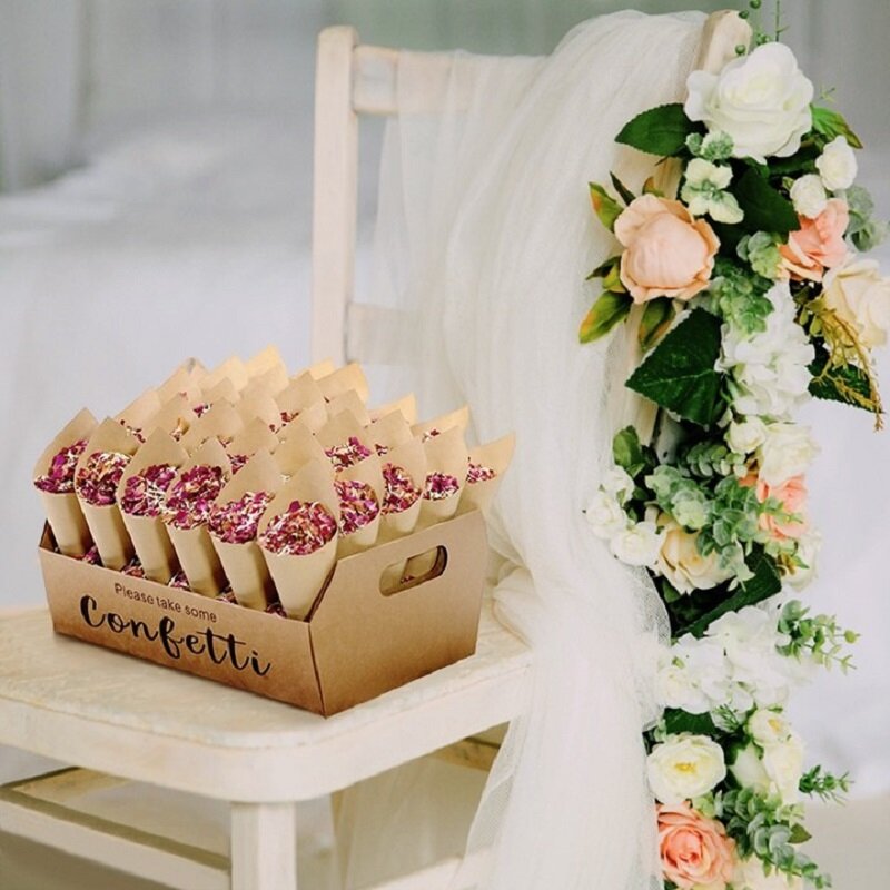 Сушеный цветок с конфетти, 100/200 г, 100% натуральный лепесток, биоразлагаемый, для девичника невесты, праздника, вечеринки, «сделай сам», декоративная роза, бумажный конус