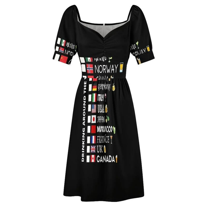 WDW-Robe de Soirée Sexy pour Femme, Liste de Contrôle du Tour du Monde