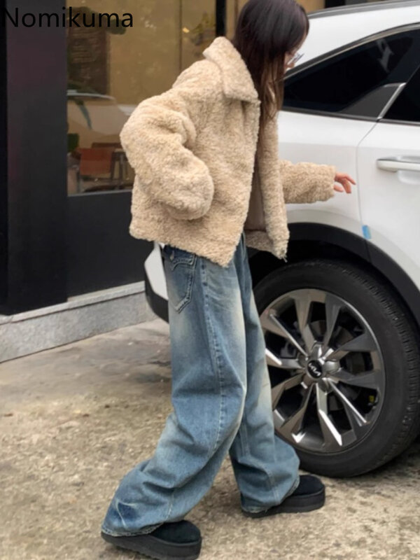 Celana kaki lebar Korea untuk wanita Streetwear Vintage Y2k Jeans Chic kasual longgar celana pinggang tinggi Denim Pantalon Femme 27w452