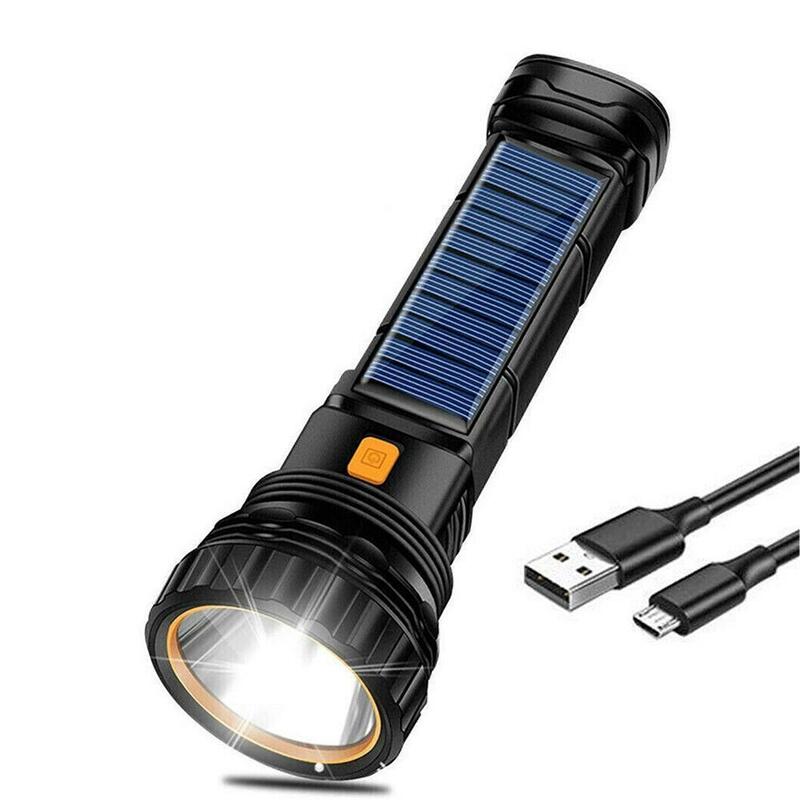 Многофункциональный фонарик 1000 люмен с аккумулятором на солнечной батарее