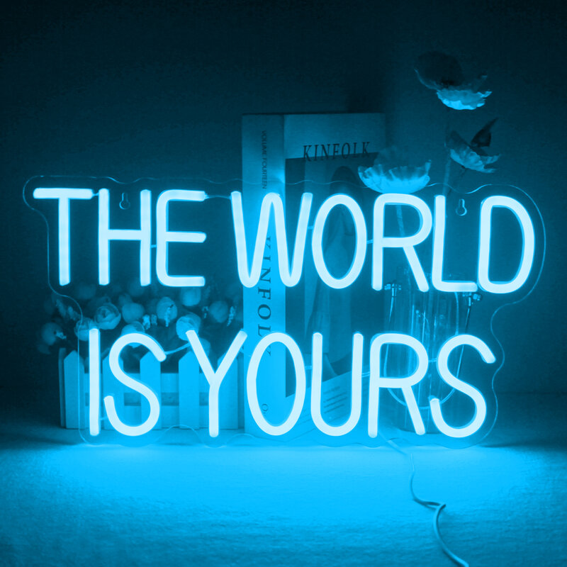 The World Is Yours Neon Sign Letter LED Lights, Décoration de chambre esthétique pour mariage, Chambre à coucher, ix, Home Bars, Art Wall Decor Lamp