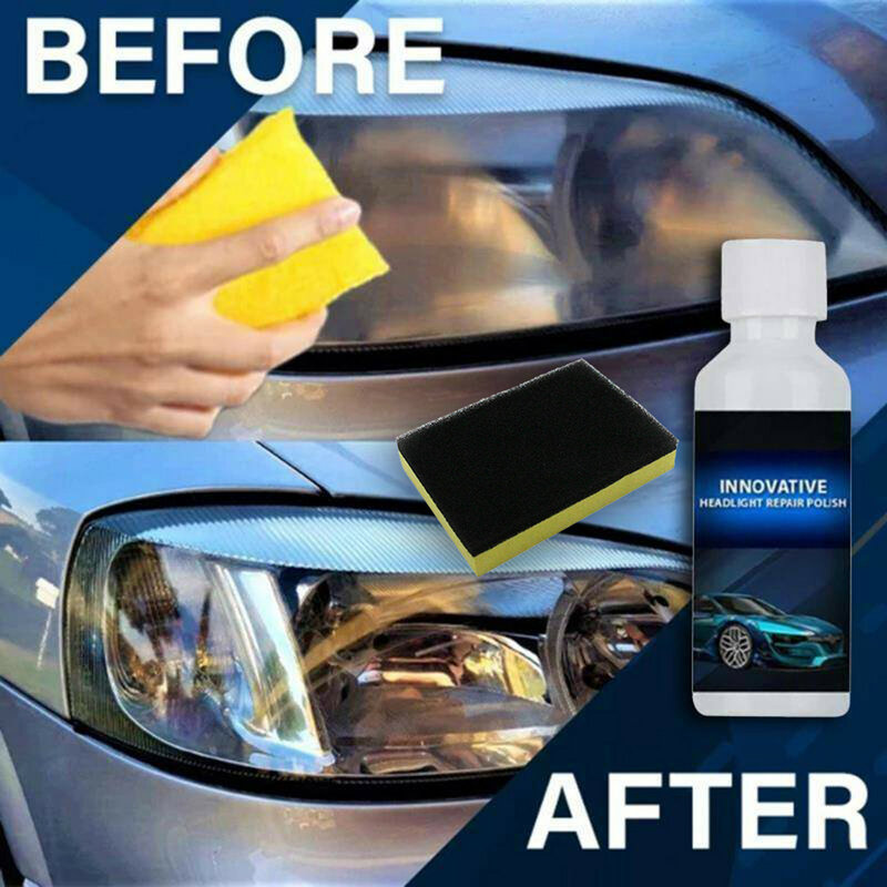 50ml cairan pelindung UV lampu depan mobil, agen pembaruan pemoles lampu depan otomatis dengan mudah mengembalikan kejernihan ke lampu depan