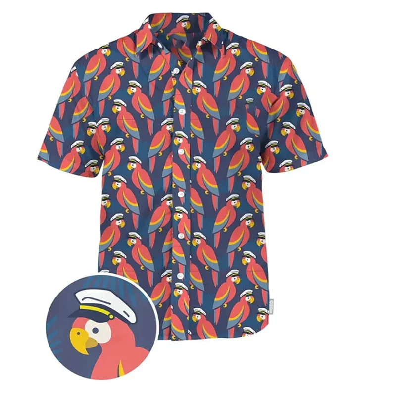 Men's Shirts Summer Hawaiian Shirts Button Up Shirts Animal Print Duck Lapel Print Outdoor Streetwear Short Sleeve Clothing