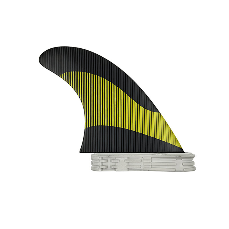 UPSURF-aletas de surf FCS 2 G5/G7, accesorio amarillo con líneas negras, tres aletas de fibra de vidrio para tabla de surf, doble pestaña, 2 aletas cortas para deportes acuáticos