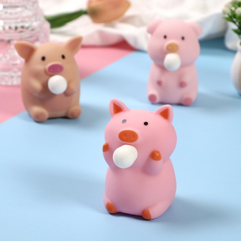 PVC Pinch Spit Pig Toy Funny Candy Colour Vent Ball Animal Decompression Toy Birthday