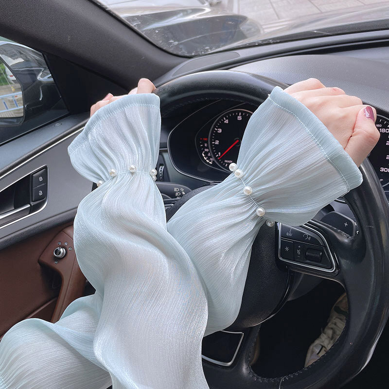 New Summer Elegant Long Fingerless Gloves Women Sun Protection Driving Gloves Lady Thin Arm Sleeve Breathable Cooling Mittens
