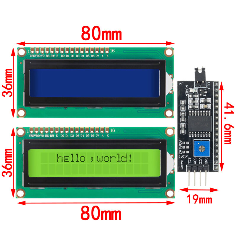 Écran LCD bleu et vert IIC/I2C pour Ardu371602, module UNO r3 mega2560 hospit1602 hospit1602 + I2C, 1602