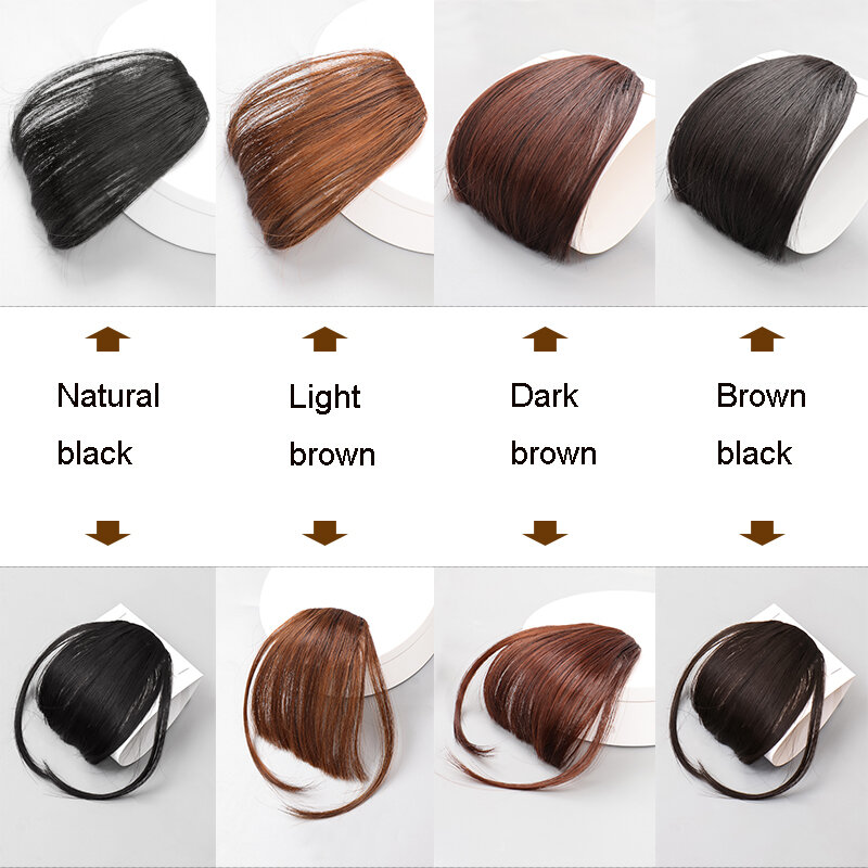 Manwei peruca sintética franja de ar feminino natural curto marrom loiro preto falso cabelo franja extensão