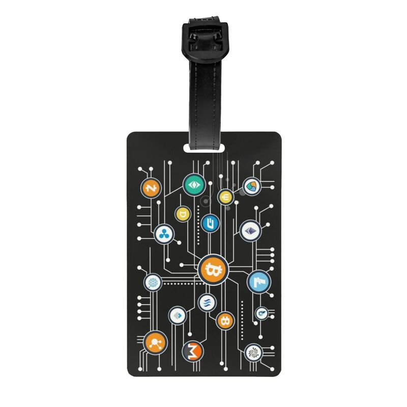 Niestandardowa kryptowaluta Bitcoin Altcoin Blockchain Logo Przywieszka do bagażu Etereum Walizka Bagaż Etykieta identyfikacyjna okładki prywatności