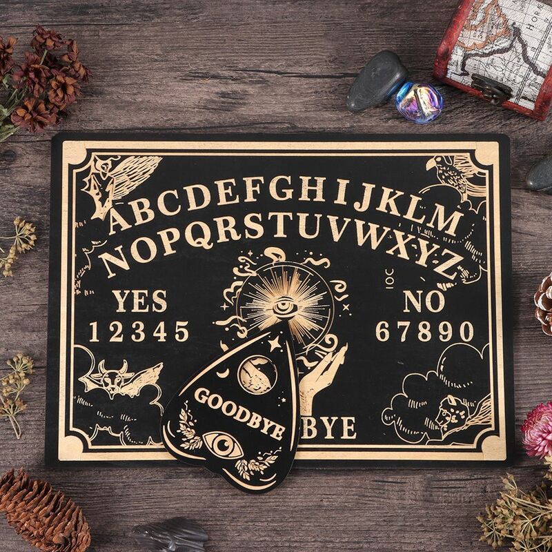 Tavola a pendolo divinazione in legno tavola magica incisa tavola Ouija messaggio metafisico Kit tavola a pendolo da strega Art Home Decor