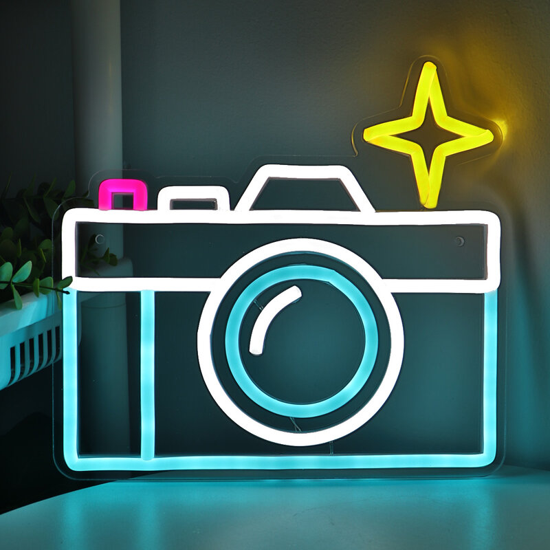 1Pc Coole Camera Led Muur Neon Bord Usb Power 5V Laagspannings Veilig Nachtlampje Voor Winkel Bar Event Pub Decoratie 10.08 ''* 9.45''