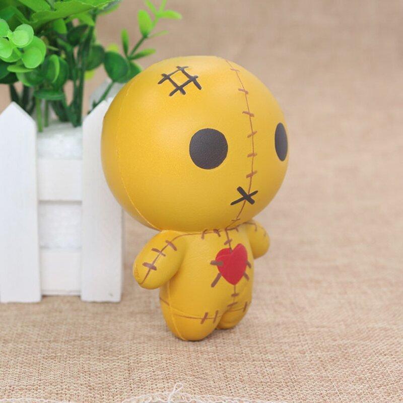 ตุ๊กตาผีบีบตัวของเล่นสีเหลืองสดใสน่ารักน่ารักสำหรับวันฮาโลวีน