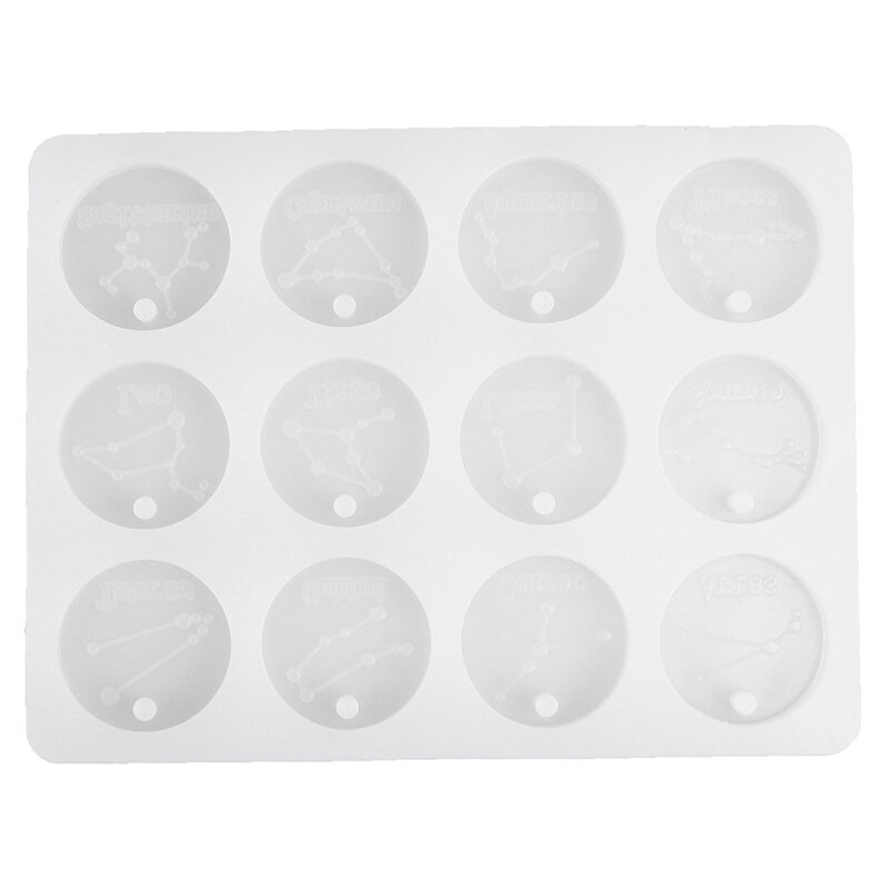 Horoscope Pendant Silicone Mold DIY Epoxy Resin Round Charms Handmade Soap Molds