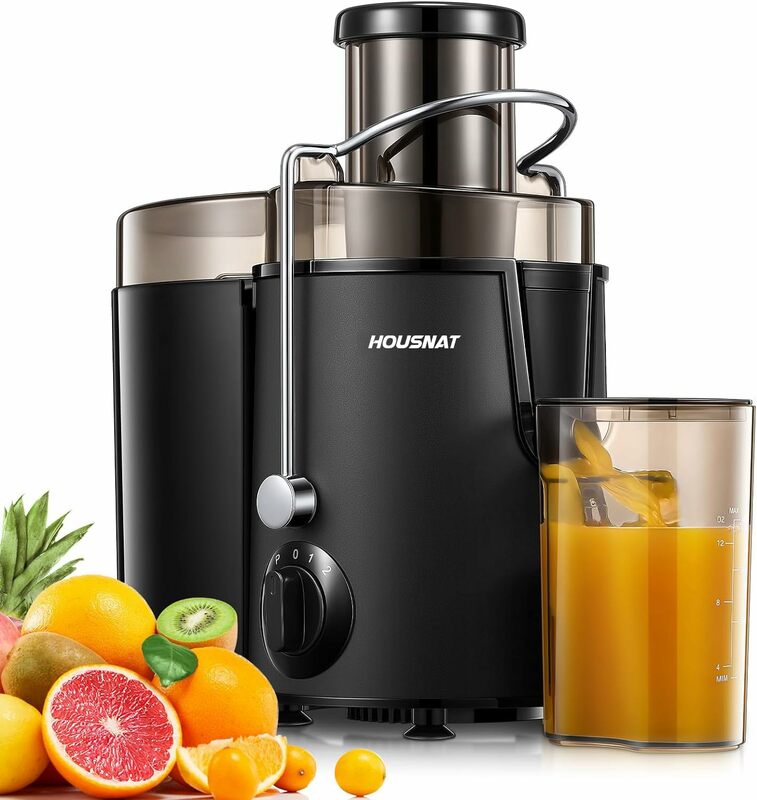 Juicer Fruit and Vegetables with 3-Speed Setting,400 W Motor Quick Juicing, Cleaning Brush and Juicing Recipe Included, Black