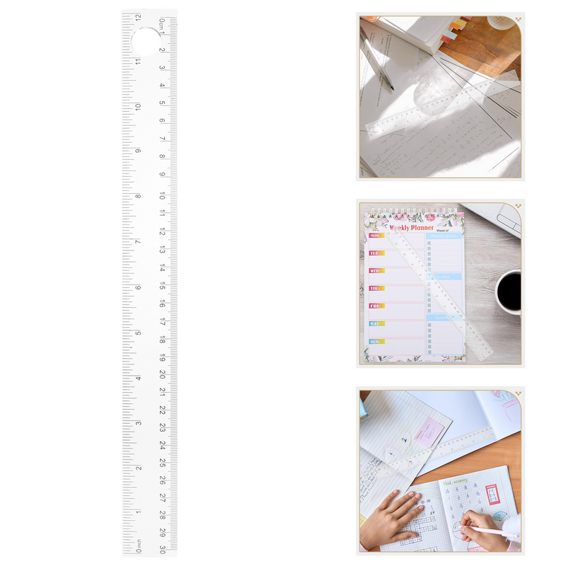 Lupa plástica reta clara, Escala de ferramentas de escritório, ferramenta de desenho, papelaria estudantil, 10 pcs