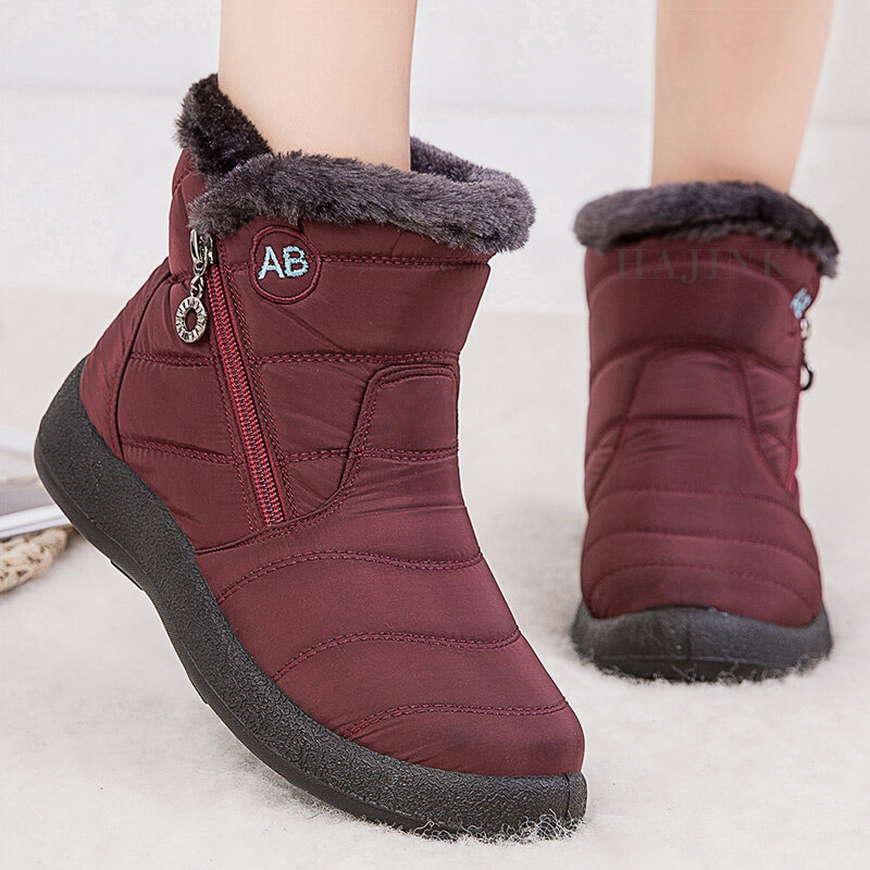Stivali da donna stivali impermeabili alla caviglia per scarpe invernali donne mantengono calde le botine della neve femminile 2022 cerniera di lusso inverno Botas Mujer