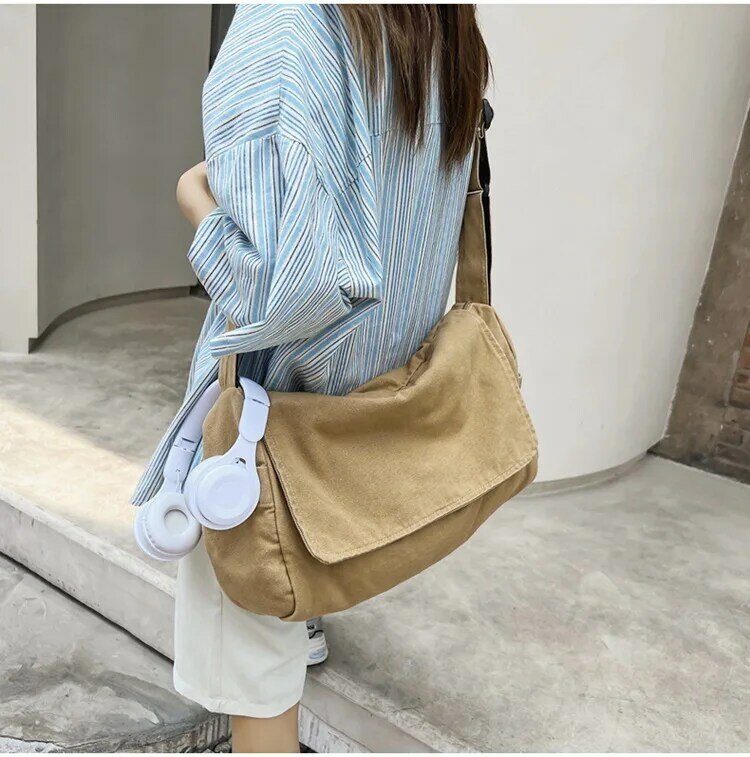 Borsa a tracolla da donna borsa a mano Vintage borsa a tracolla per adolescenti in tela borse a tracolla Casual