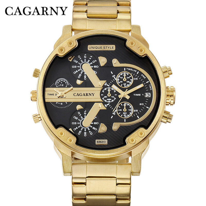 Montre classique à grand cadran pour homme, montres-bracelets à quartz, horloge masculine, bracelet en acier doré, marque supérieure, luxe, livraison directe