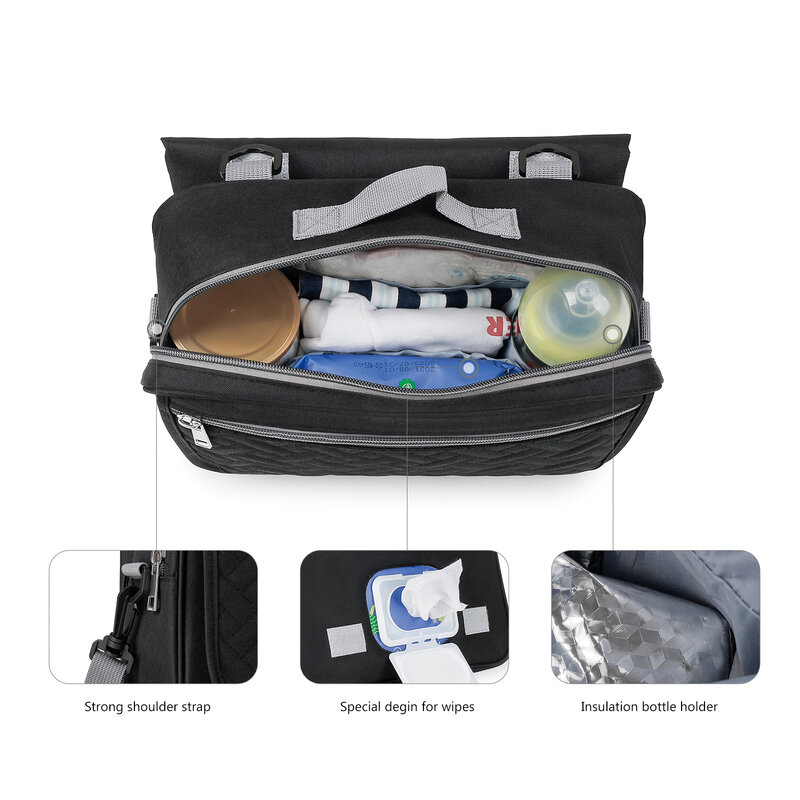 Mom's travel multifunctional baby stroller bag, waterproof diaper bag with a storage bag for urine pads