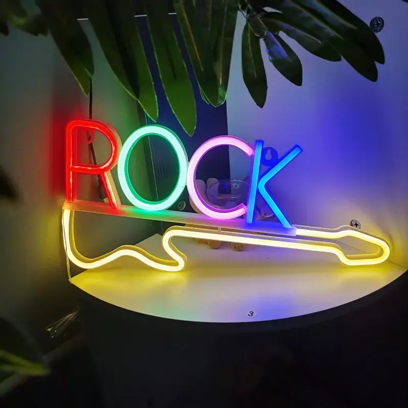 Letreros de neón de música Rock para decoración de pared, letreros de arte Led USB para dormitorio, fiesta de música, estudio de Rock, Bar, fiesta de discoteca