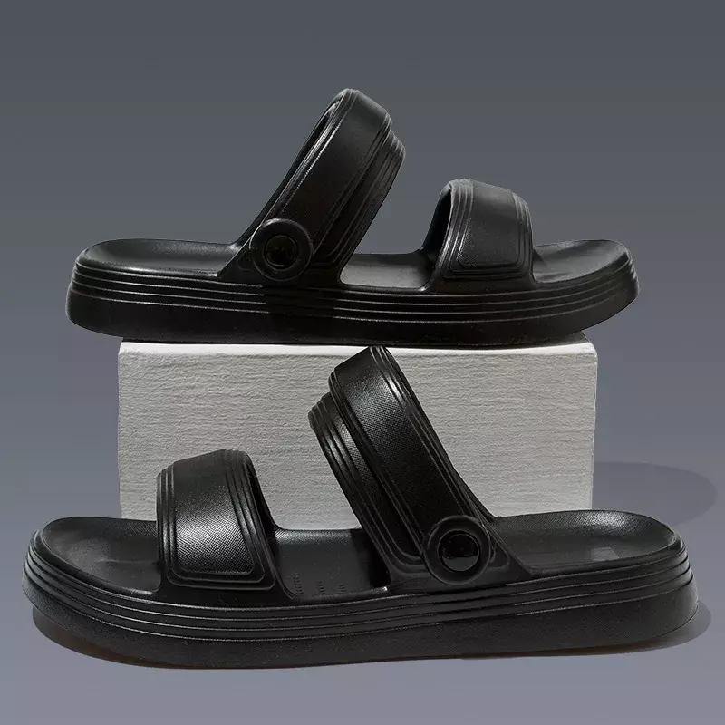 Sandal wanita modis dan sederhana, sandal kasual sol tebal musim panas pria sandal pantai kamar mandi Non-Slip sandal jepit lembut