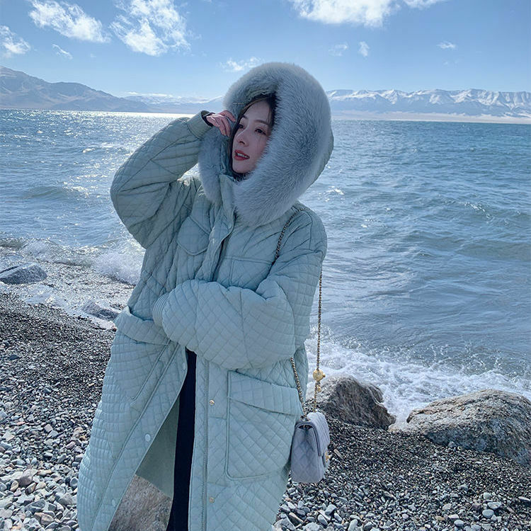 Jaket mantel parka bertudung wanita, parka berkerudung musim dingin bebek putih tebal hangat 2023