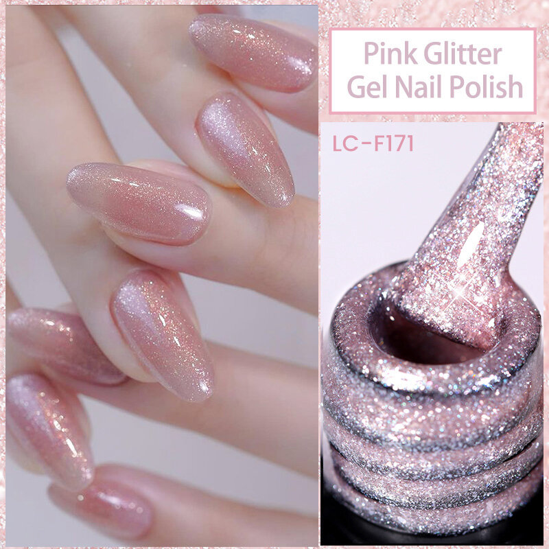 LILICUTE Nude Pink Glitter Gel Nail Polish 152 Colors Sparking Sequin All For Manicure Semi Permanent Soak Off  Nail Art Varnish