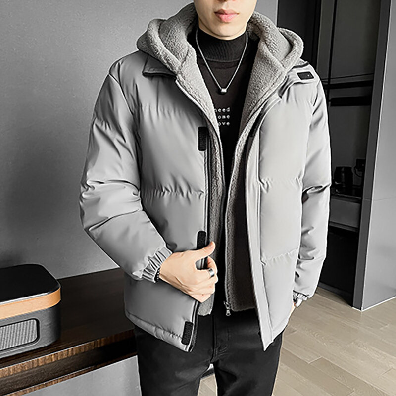 Мужская теплая куртка с флисовой подкладкой, Повседневная Свободная ветрозащитная парка с капюшоном, модное пальто для зимы, 2023