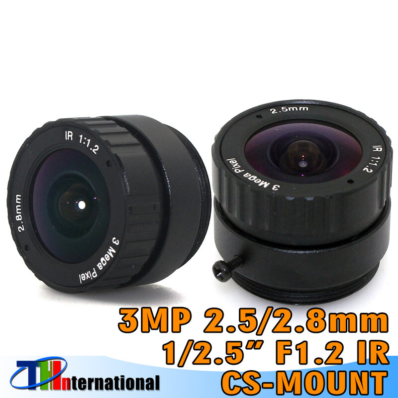 Объектив 3MP 2,5 мм 2,8 мм CS подходит для чипов 1/2, 5 и 1/3 дюйма CCTV CMOS для HD IP-камер и камер безопасности