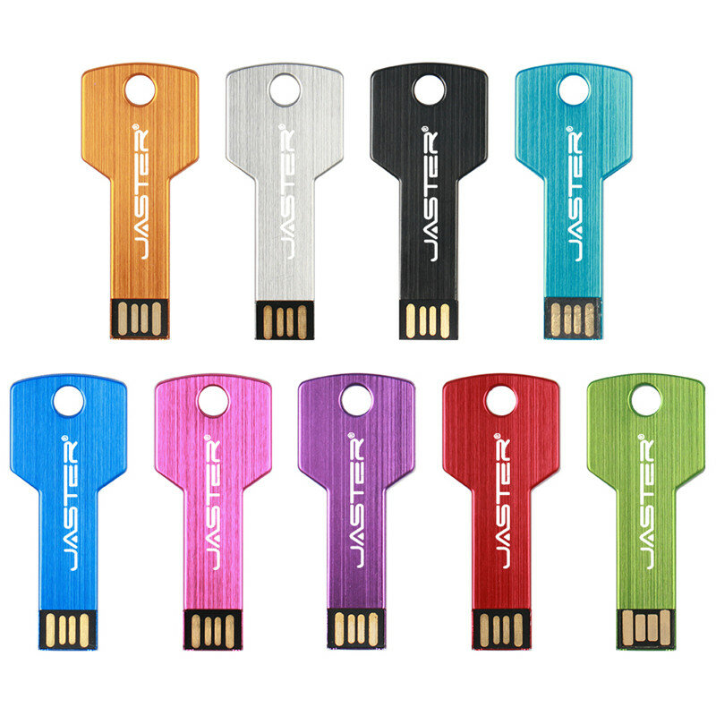 Jaster แฟลชไดร์ฟ USB รูปร่างกุญแจโลหะขนาด128GB สีดำหน่วยความจำ64GB ไดรฟ์ปากกาความเร็วสูง32GB ของขวัญที่สร้างสรรค์แท่ง USB 16GB 8GB