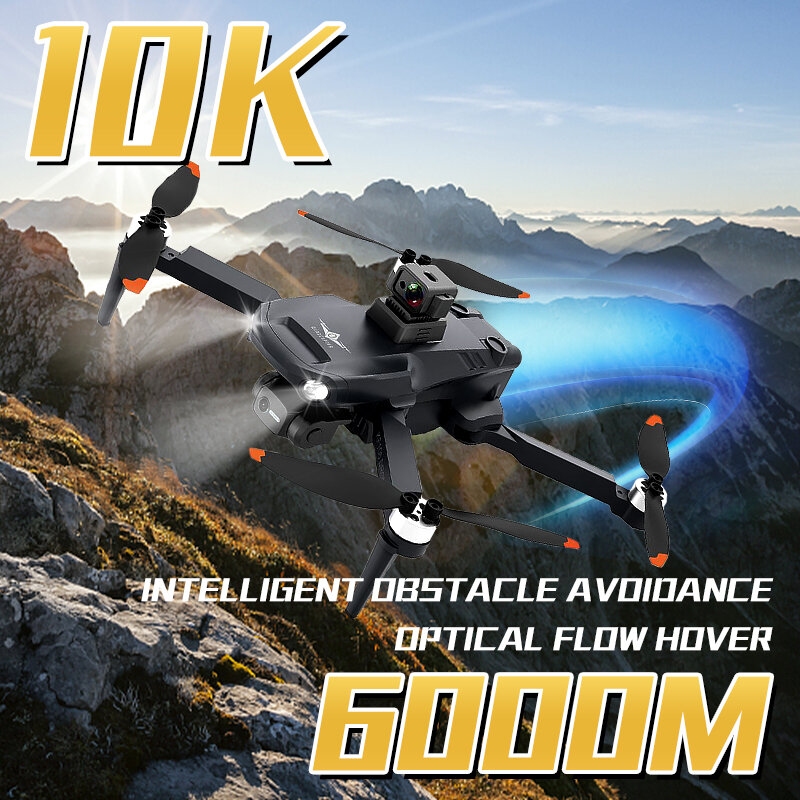 Brushless Motor Four Axis Drone Toy, Visualização de fluxo óptico, Câmera HD, Dobrável de imagem, KF106 Max, 10K, Novo