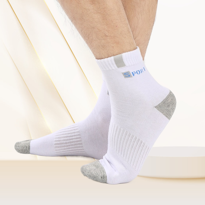 Calcetines deportivos de algodón para hombre, medias de tubo medio, transpirables, suaves, de alta elasticidad, para correr, 5 pares