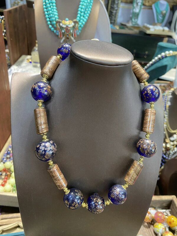 Collane di vetro blu temperamento Senior di moda per accessori di gioielli per feste regalo ragazza da donna