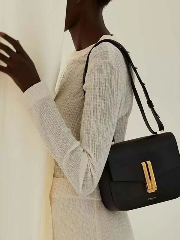 Demellier-bolsa de axilas de couro para mulheres, um ombro transversal, bolsa de tofu de luxo francesa, design de nicho