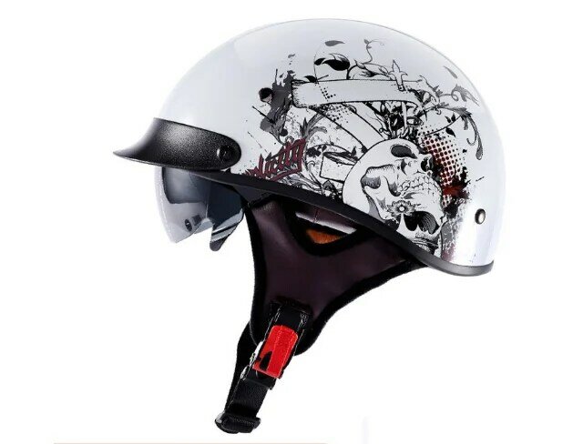 Мотошлем в стиле ретро с сертификацией DOT, всесезонные винтажные мотоциклетные шлемы, немецкий классический полулицевой шлем