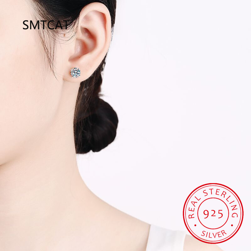 Boucles d'oreilles Moissanite Stud pour femme, argent regardé 925, style classique, mode coréenne, petite boucle d'oreille, cadeau pliable
