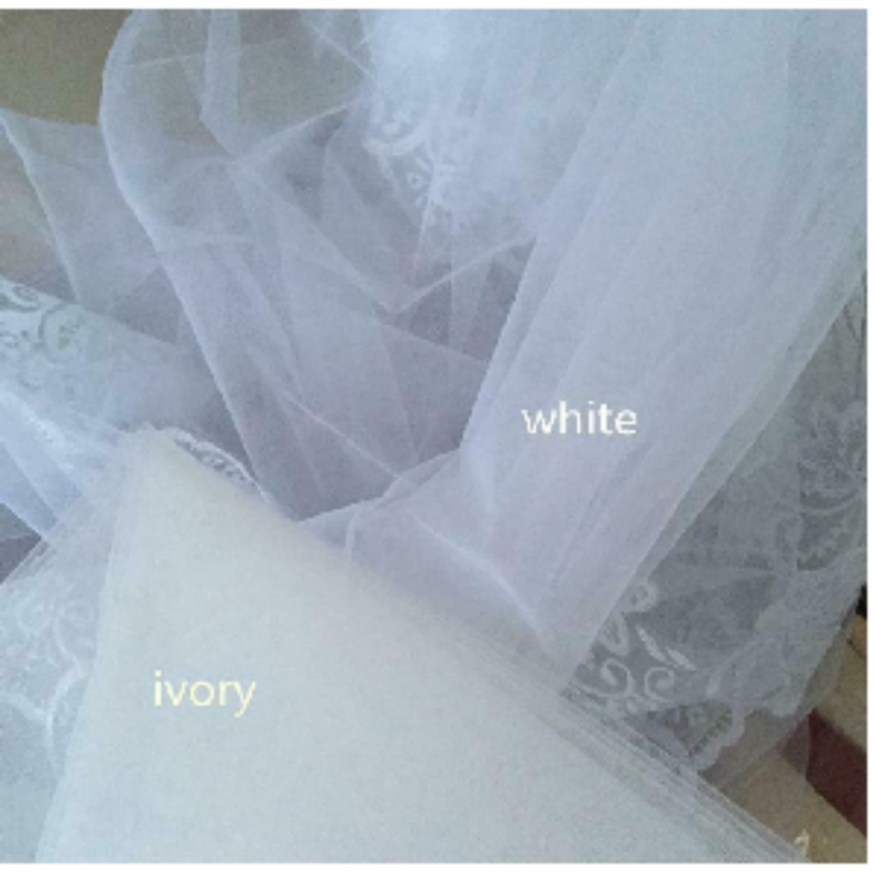 White Ivory Single Layer Chapel Bride Lace Veil Tulle Wedding Veil Wedding Accessories