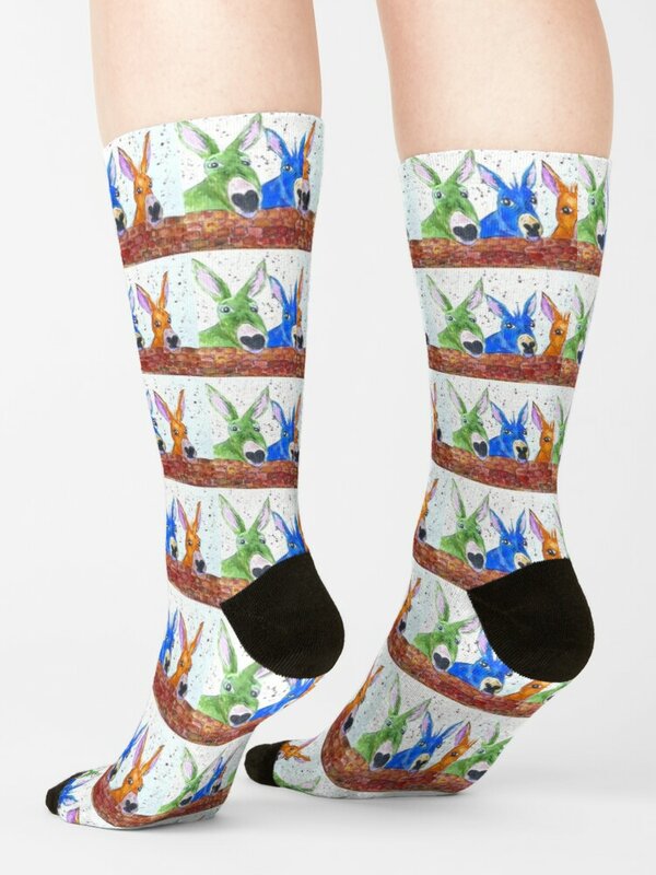 Three Quirky Colourful Donkeys Socks Socks For Men